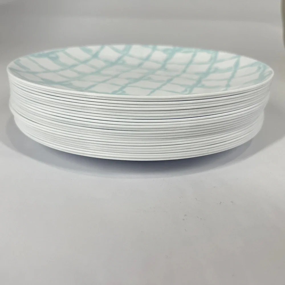 Shabby Chic Dessert Plates Set of 24 Aqua Bow Tie  Trellis 7.5 Inch Plastic-wear